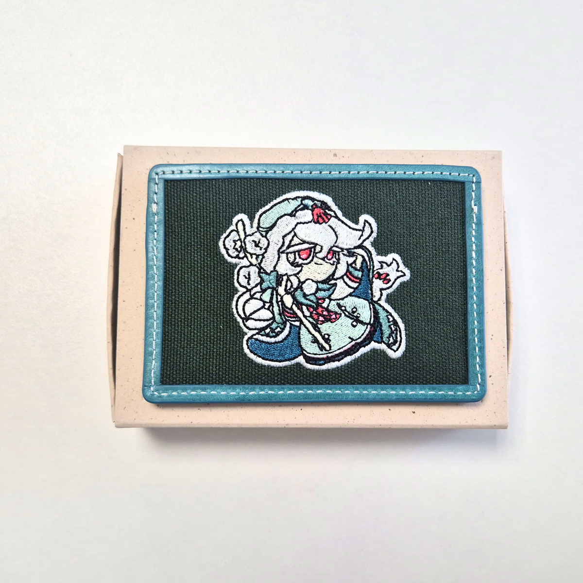 CookieRun Cookie Handmade Leather Embroidered Card Wallet Shadow Milk