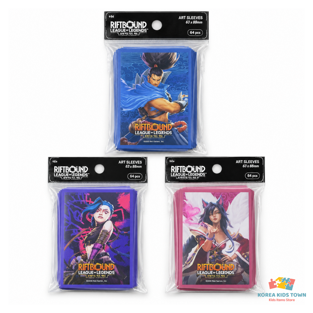 Riftbound Official Card Sleeves — Ahri / Yasuo / Jinx (64 pcs)