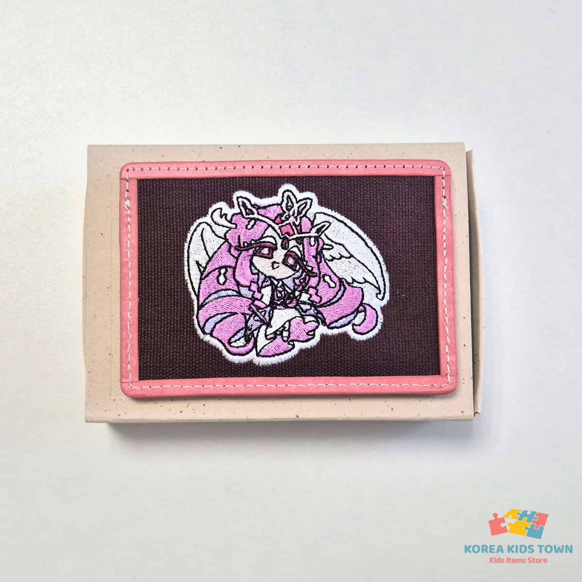 CookieRun Cookie Handmade Leather Embroidered Card Wallet Shadow Milk