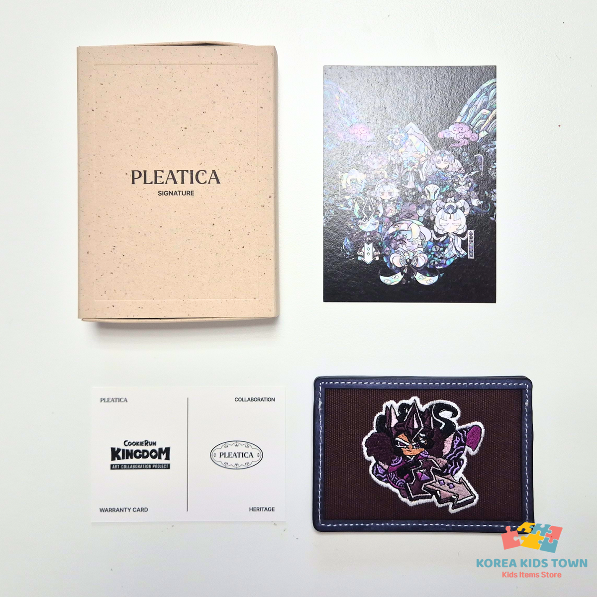 CookieRun Cookie Handmade Leather Embroidered Card Wallet Shadow Milk